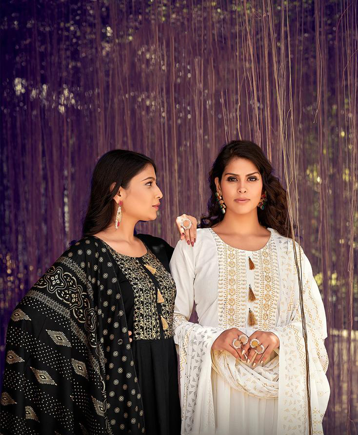 Printed Rayon Gowns With Dupatta Collection Near Me