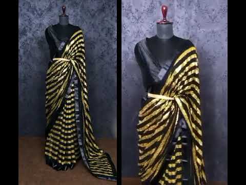 Black Premium Georgette Sequins Party Wear Sarees in USA