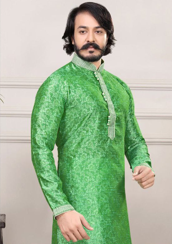 Embroidered Men's Cotton Silk Kurta Pajama Set near me