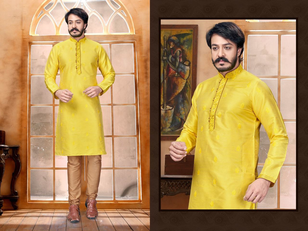 Yellow Color Designed Butti Embroidery Work Kurta With Pant In Williams
