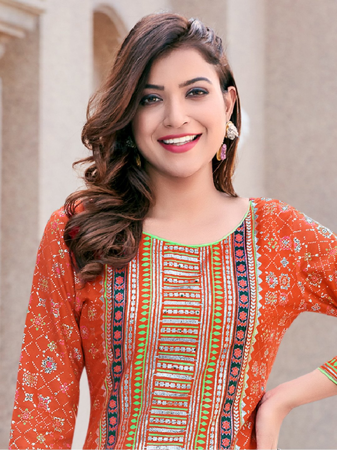 Printed Kurti With Green Palazzo Pants Near Me
