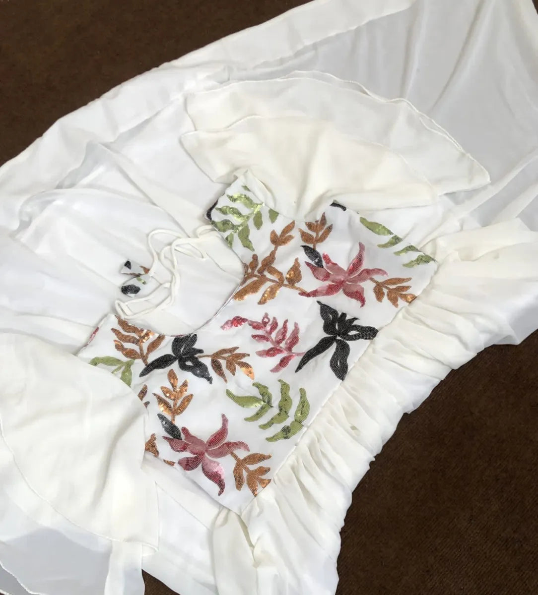 Georgette Gown With Colorful Sequins Work and Bell Umbrella Sleeves In USA