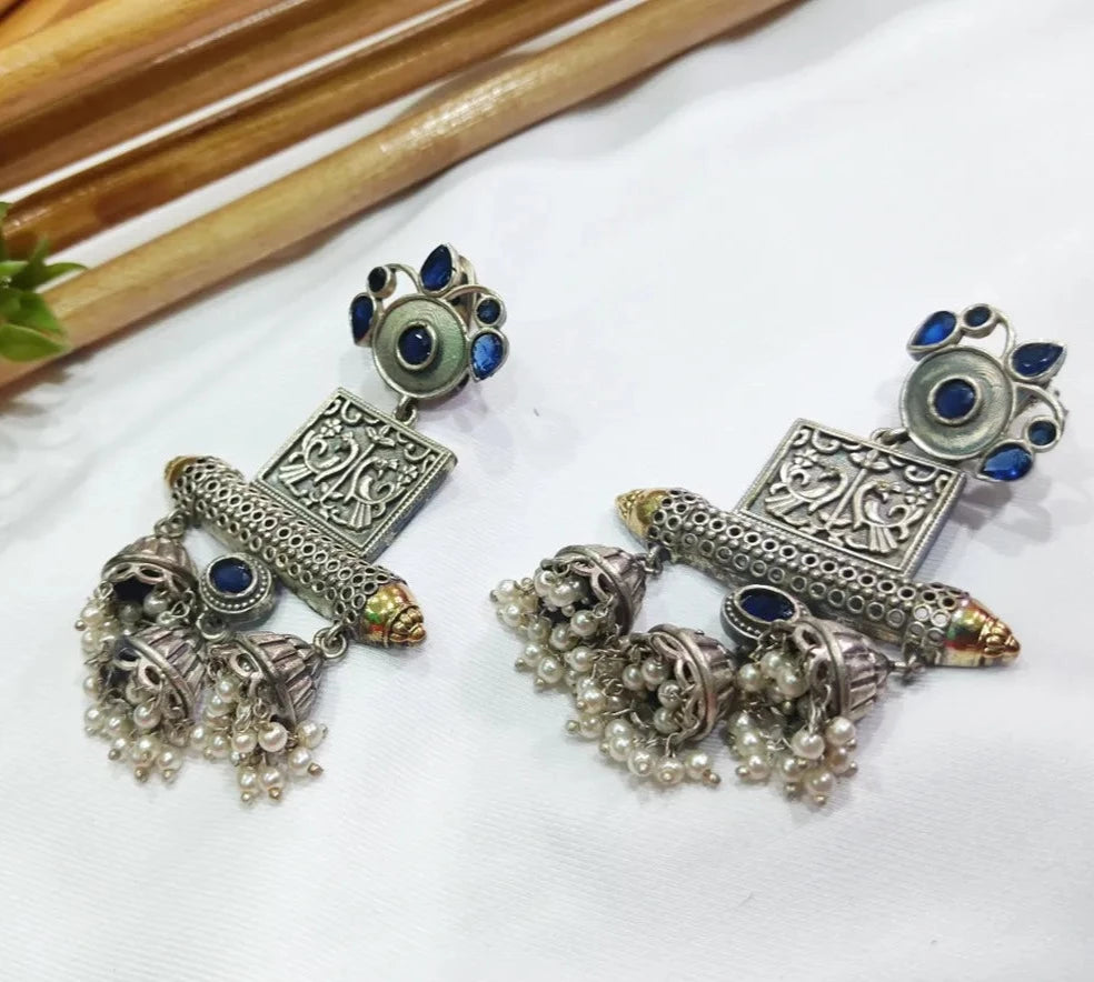 Dazzling Pearl Beaded Dangler Jhumka Earrings In USA