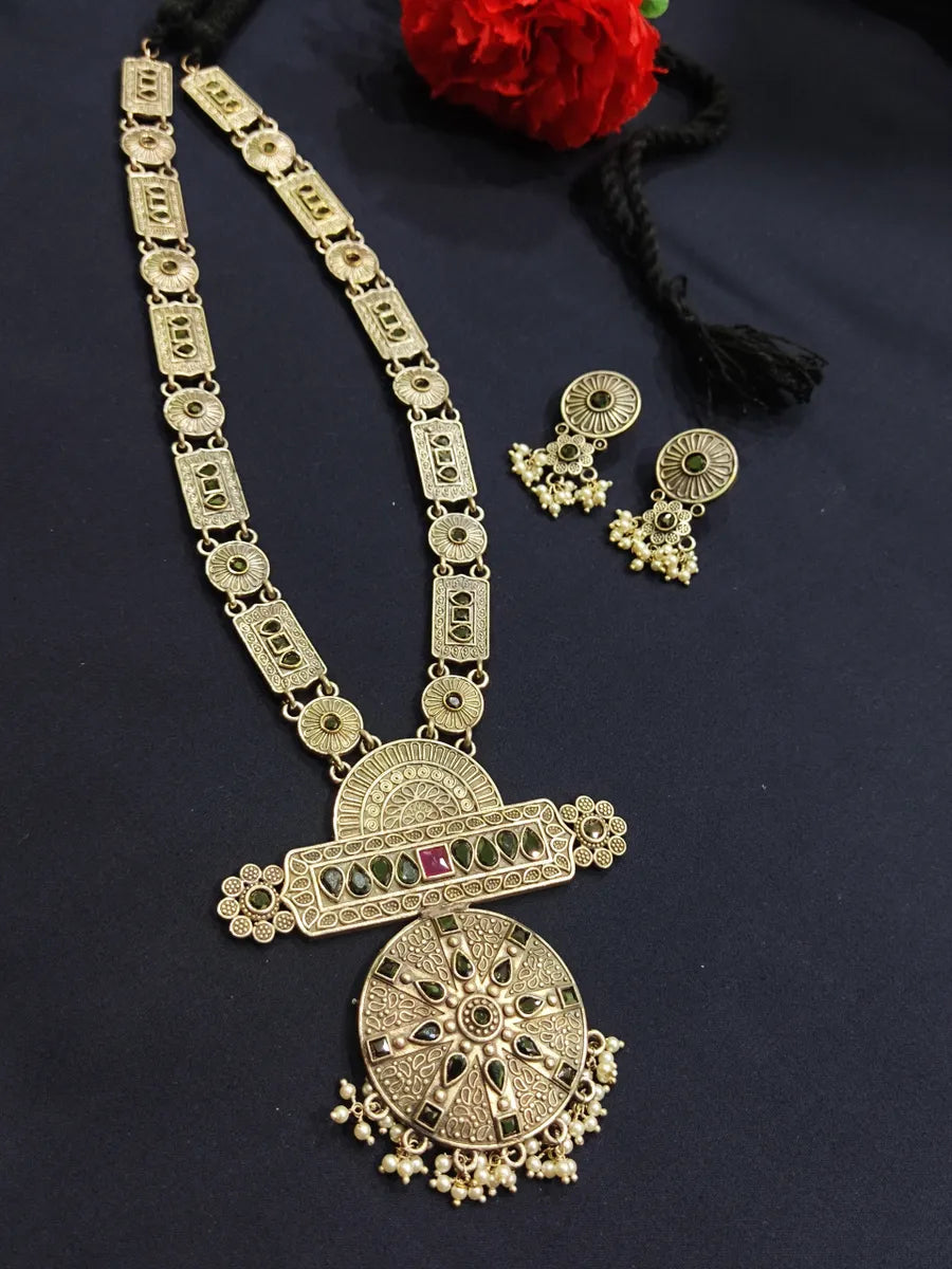 Antique Traditional Long Oxidized Necklace In Gilbert