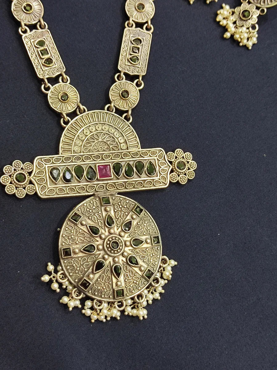 Oxidized Long Necklace Set Made With Brass And Copper Near Me