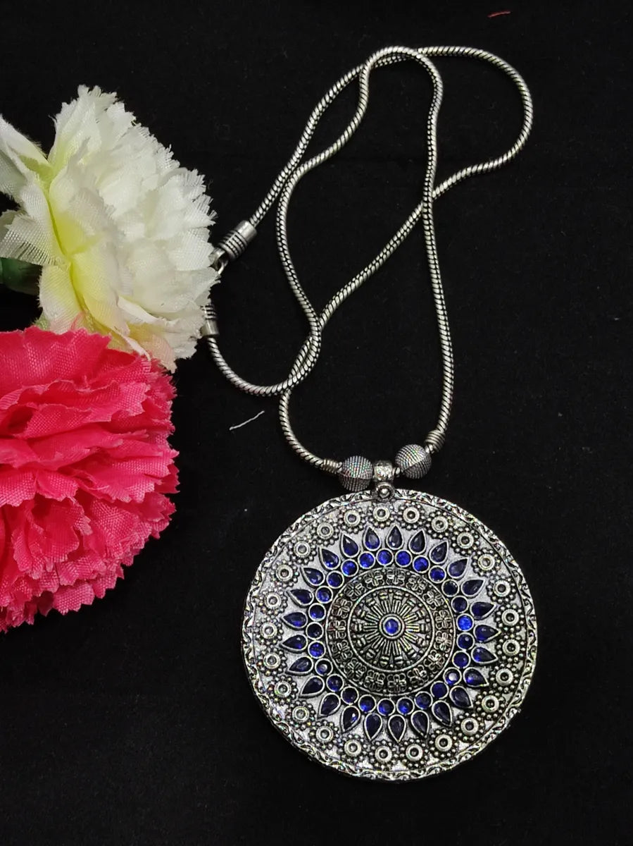 Chakra Pendant Oxidized long Chain In Seirra Vista