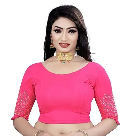 Adorable Pink Color Ready To Wear Stretchable Blouse