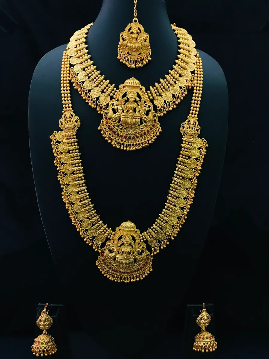 Traditional Kasu Mala Haram With Heavy Lakshmi Pendant Bridal Set Near Me