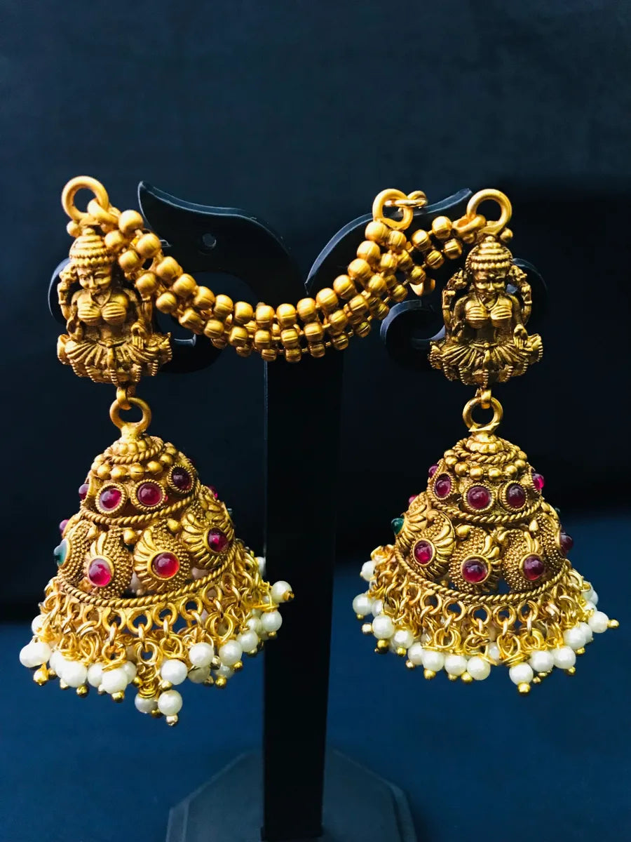 Matte Finished Mango Haram With Lakshmi Pendant Bridal Set Near Me