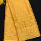 New Party Wear Designer Yellow Saree With Embroidery Work