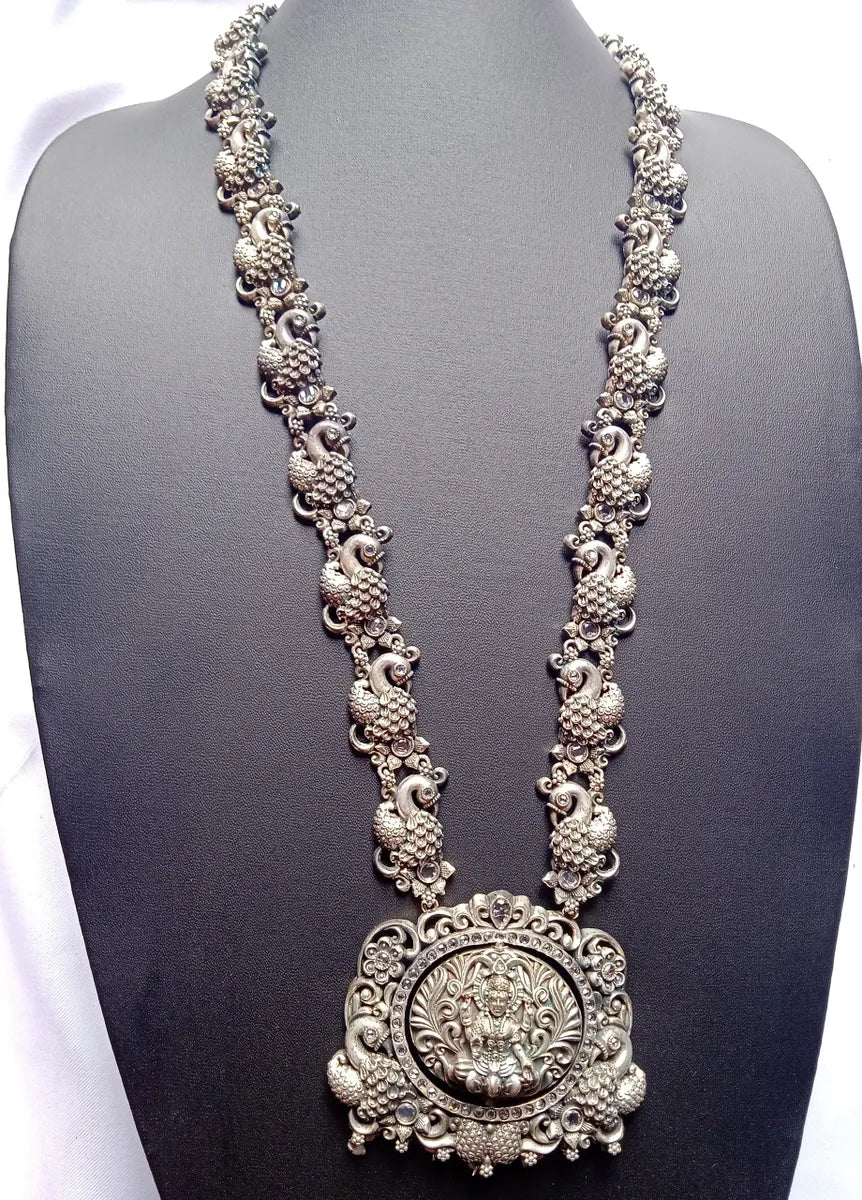 Brass And Copper Made Oxidized Long Chain With Earrings