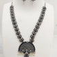 Oxidized Silver Plated Peacock Pendant Necklace With Earrings