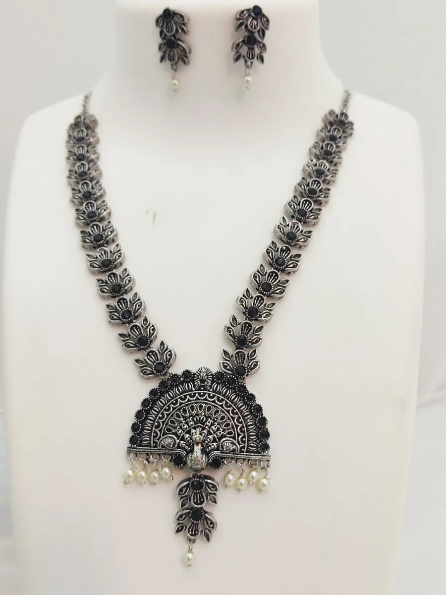 Silver Plated Peacock Pendant Necklace With Earrings Near Me