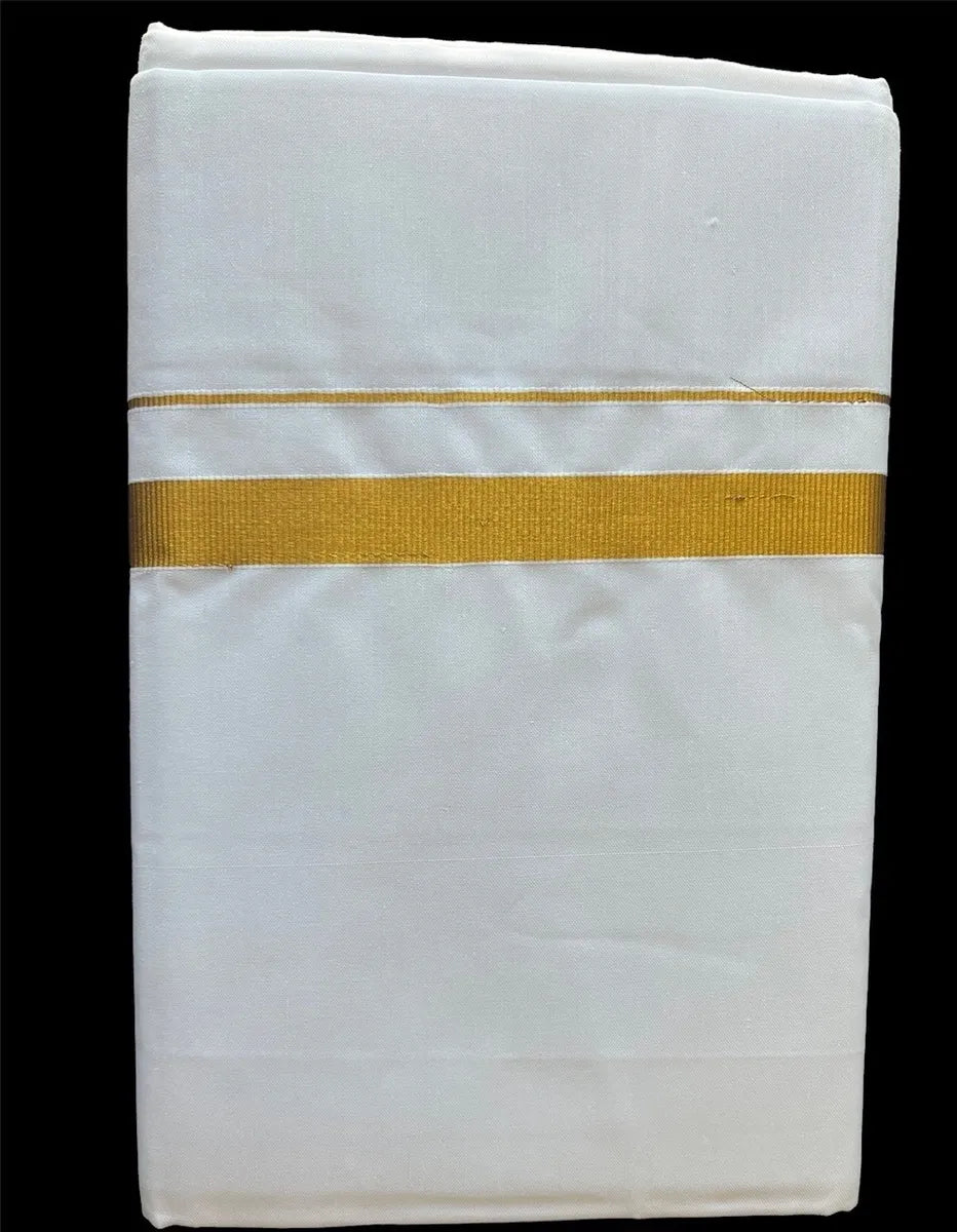 Cotton Dhoti with Gold Zari Border - Men's White Cotton Near Me
