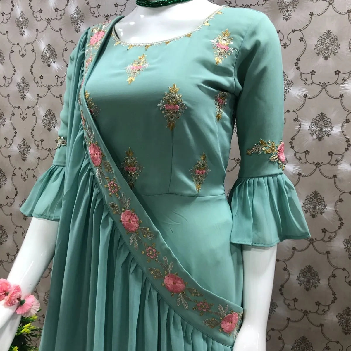 Elegant Embroidered Designer 3 Style Gown In USA