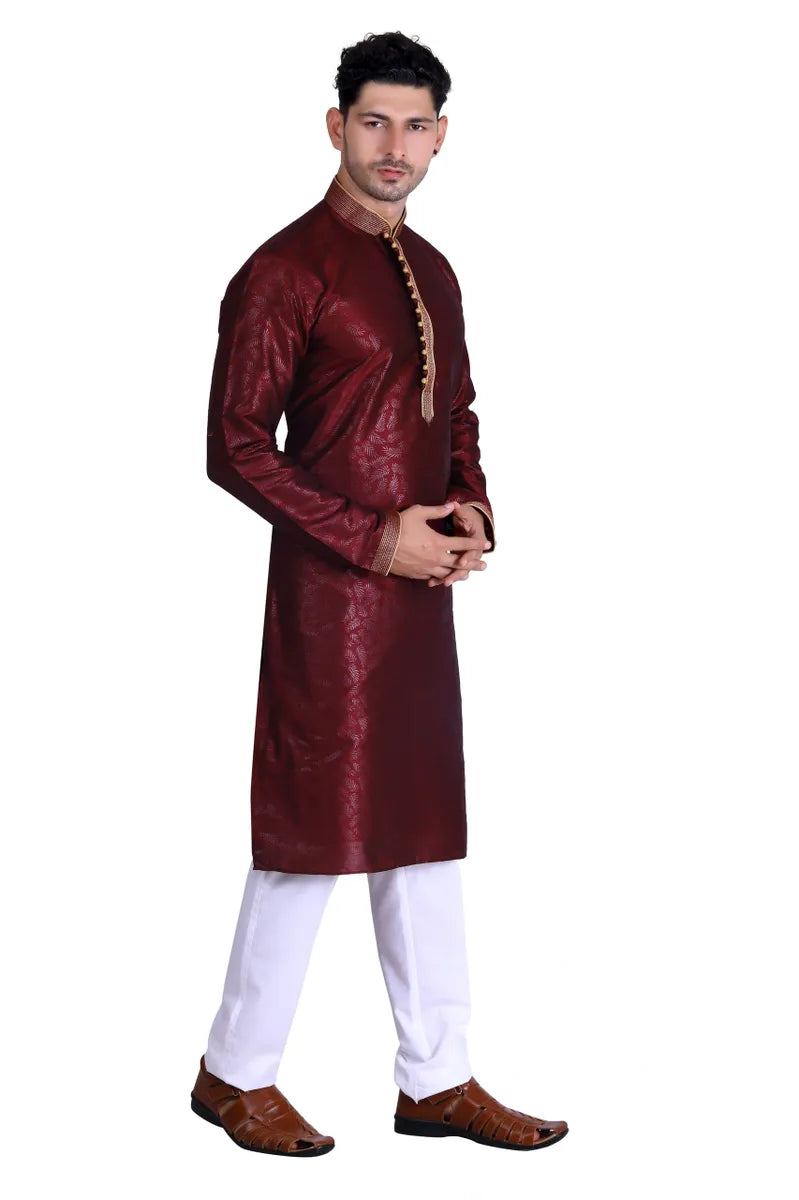 Royal Men's Embroidered Pure Silk Kurta near me