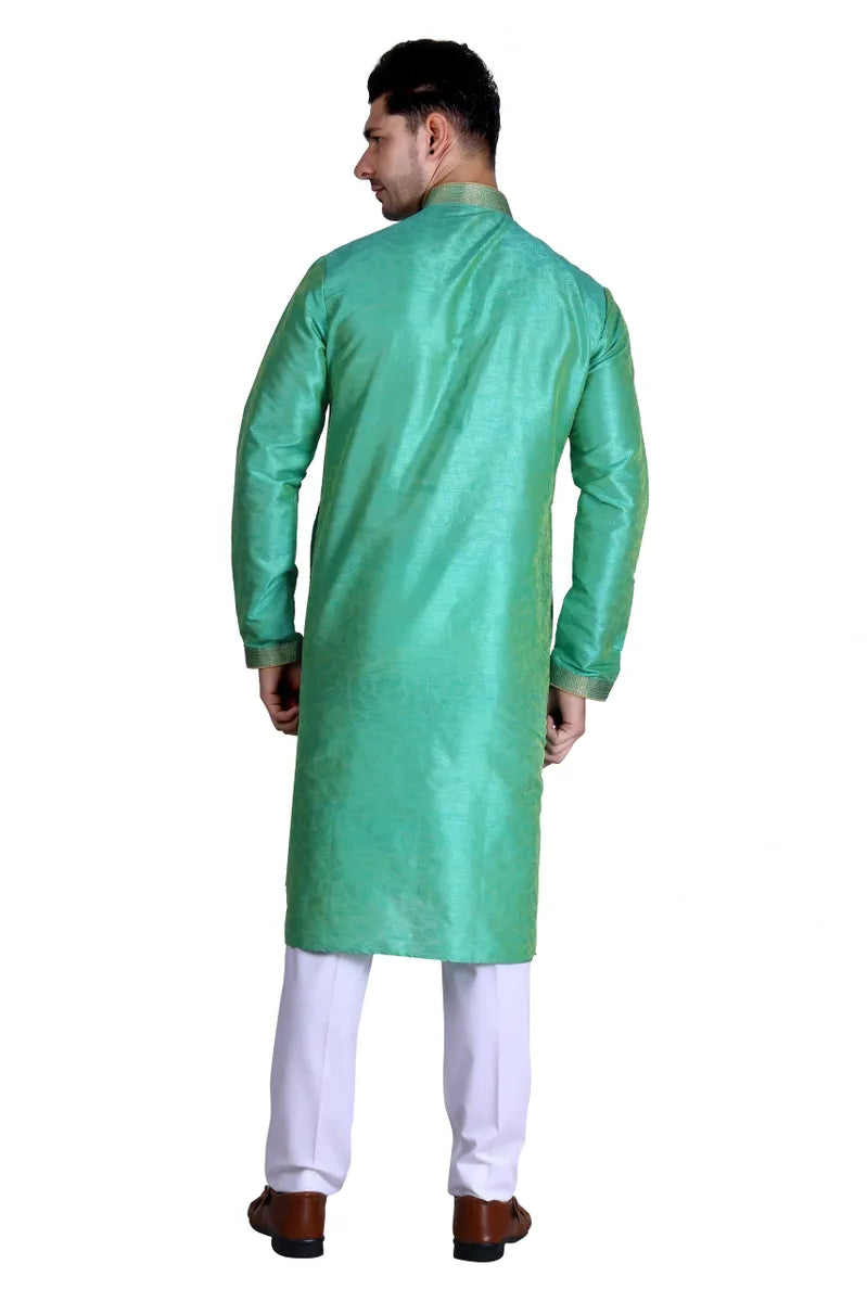 Men's Embroidered Pure Silk Kurta in Litchfield Park