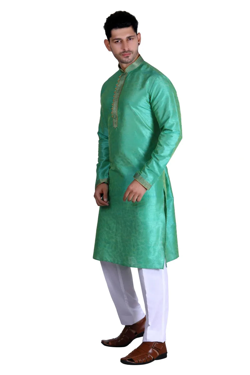 Men's Embroidered Pure Silk Kurta Pajama Set in USA