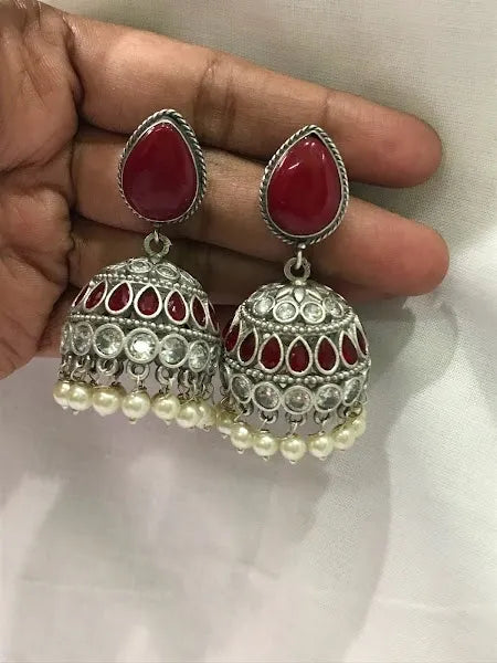 Jhumka Earrings With AD Stones Near Me