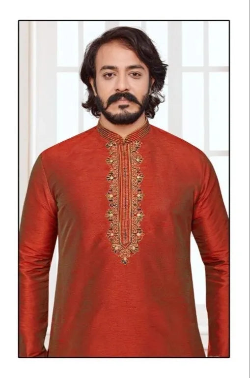 Two Tone Red color Traditional Men's Ethnic Long Kurta near me