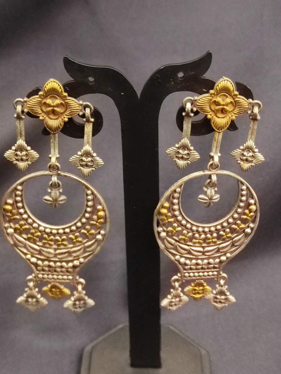 Brass And Copper Made Oxidized Stud Earrings