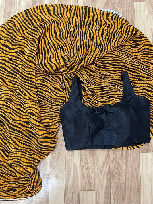 Digital Print Of Georgette Crush Saree For Women