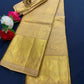 Bridal Golden Pure Kanchipuram Silk Saree With Zari Brocade All Over - SILKMARK CERTIFIED