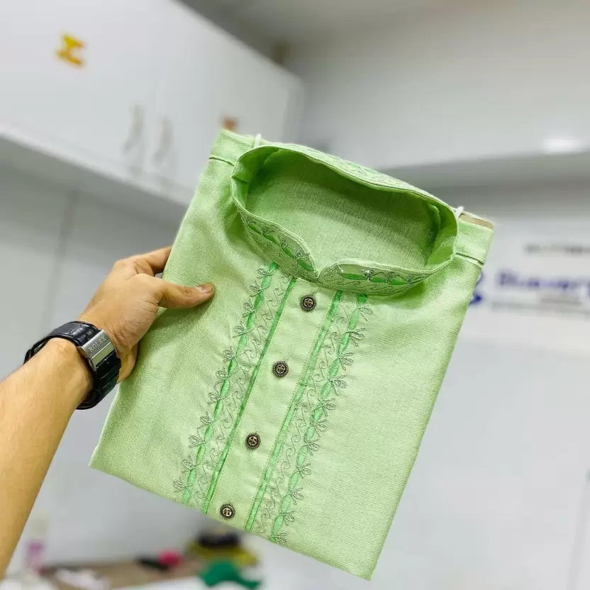 Light Green Silk Kurta Pajama Set In Prescott Valley