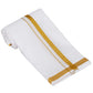 Elegant Men's Cotton White Colored Angavastram With Gold Zari Border