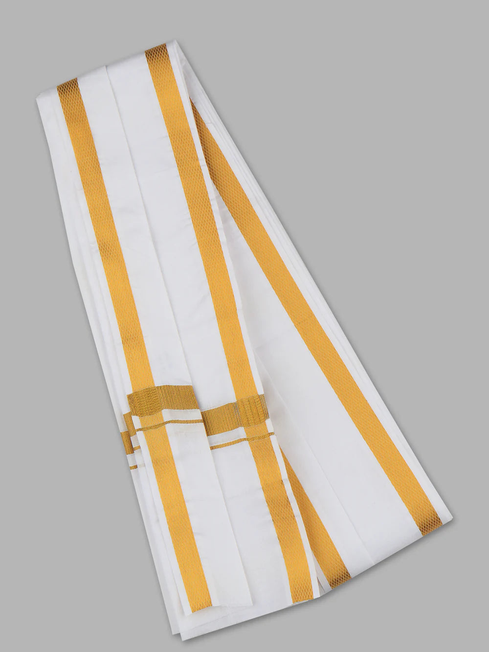 White Color Cotton Angavastram With Gold Zari Border Near M