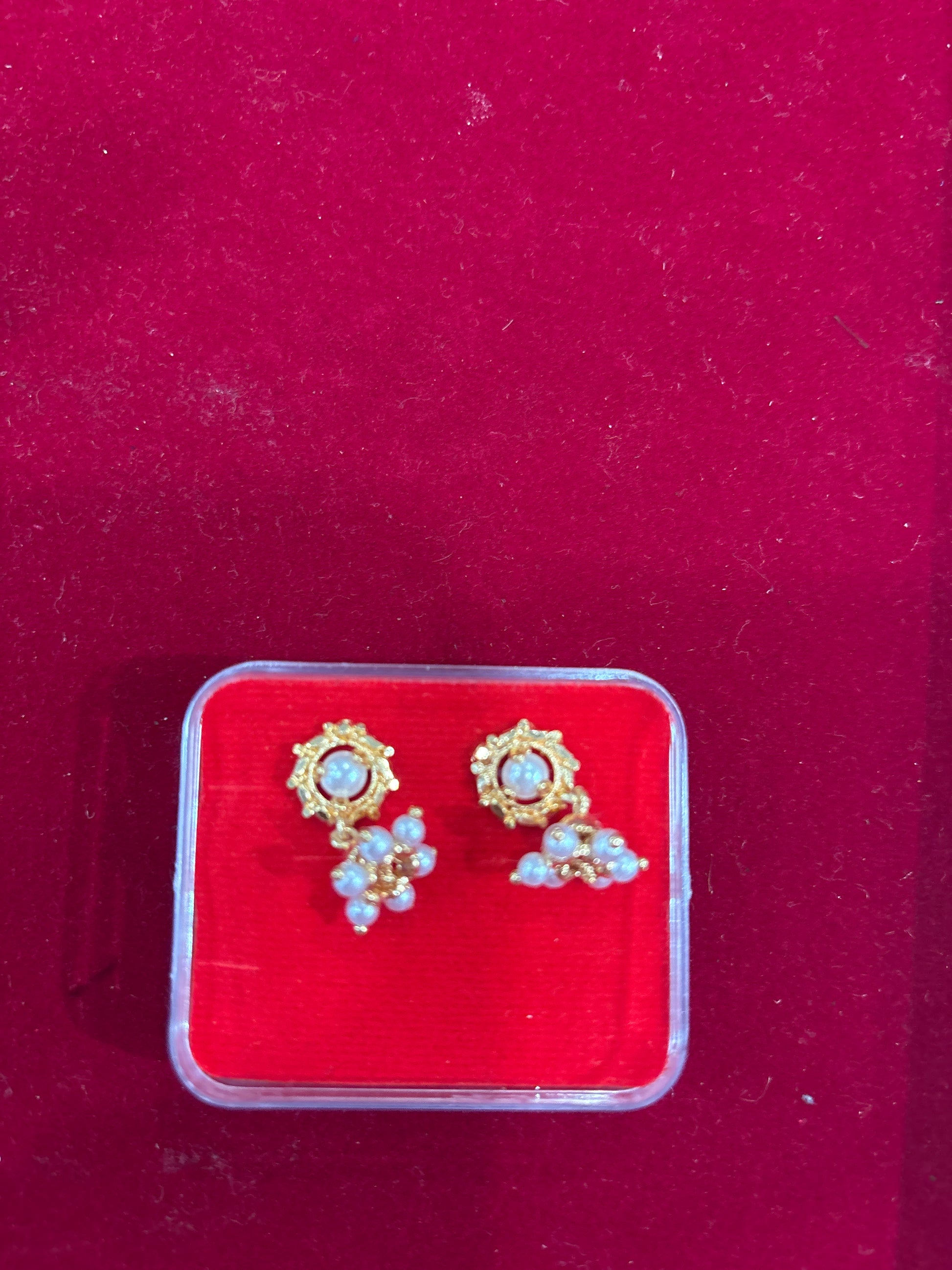 Attractive Gold Plated Pearl Drop With White Stones Earrings for Women