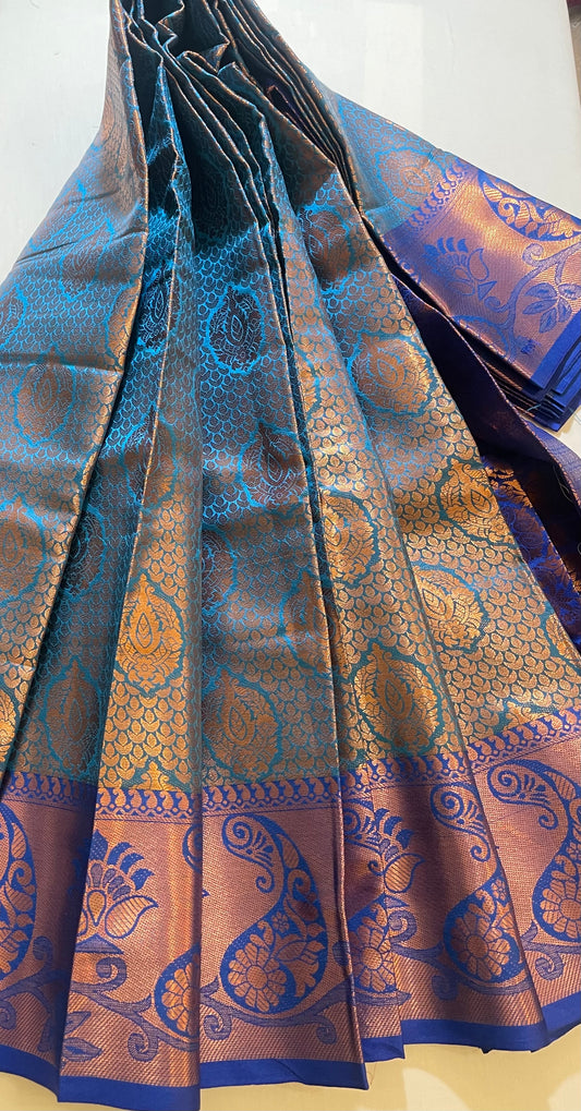 Attractive Blue Color Banarasi Soft Silk Saree With Rich Pallu