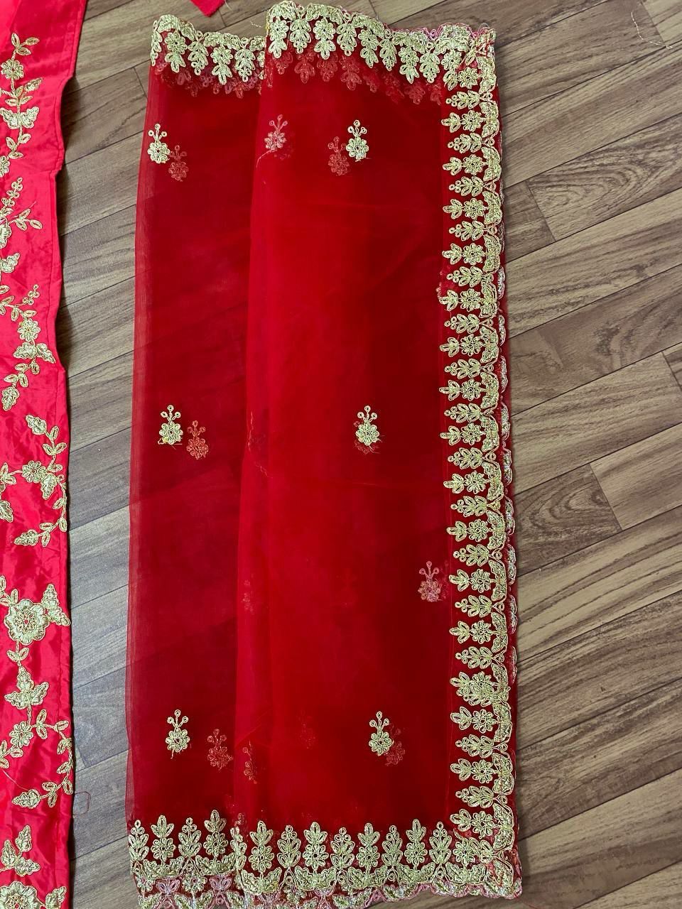 Attractive Red Color Designer Embroidered Satin Silk Lehenga Choli For Women In Mesa