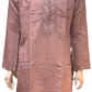 Attractive Light Pink Color Cotton Embroidery Work Kurta Suits For Men