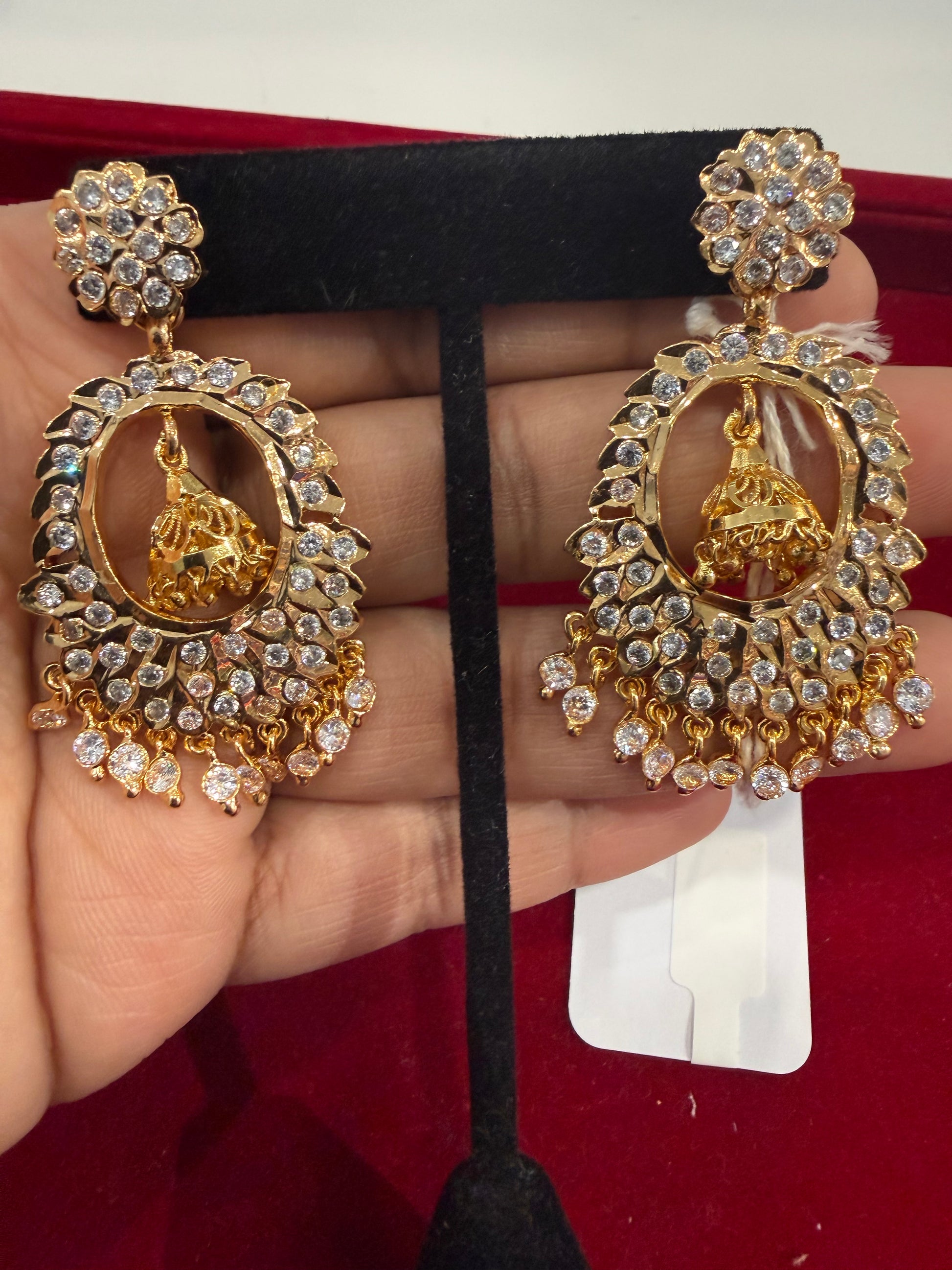 Alluring White stones Gold Plated Earrings for Women
