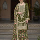 Beautiful Mehendi Green Color Palazzo Suits With  Embroidery Sequins Work Salwar Suits For Women