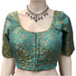 Attractive Sky Blue Colored Jacquard Printed Blouse For Women