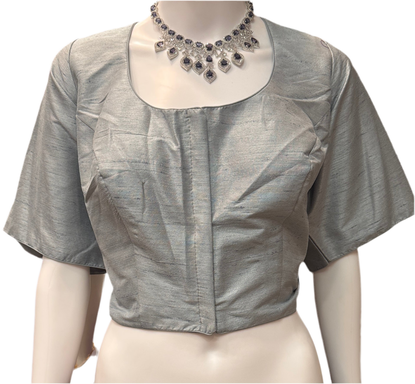 Delightful Silver Color Art Silk Designer Blouse For Women