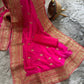 Attractive Pink Color Party Wear Embroiderd Georgette Saree For Women Near Me