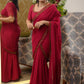 Alluring Red Color Ready To Wear One Minute  Georgette Embroidery Gown Saree