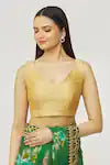 Gold Mulberry Plunge V Neck Metallic Sleeveless Solid Blouse For Women Near Me