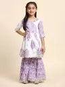 Pretty Purple Colored Soft Cottton Kurta Sharara Suits For Girls