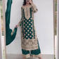 Alluring Green Color Georgette Embroidery And Sequins Work Kurti Suits For Women