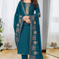 Alluring Teal Blue Colored Sequins Work Chinon Embroidery Work Salwar Suits