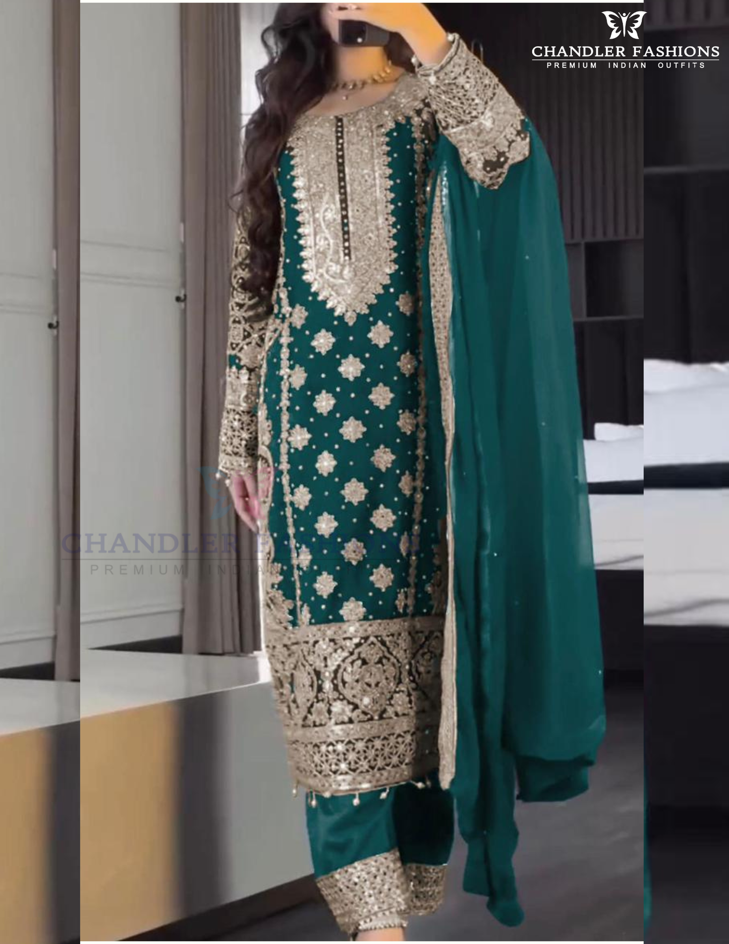 Green Color Georgette Embroidery And Sequins Work Kurti Suits Near Me