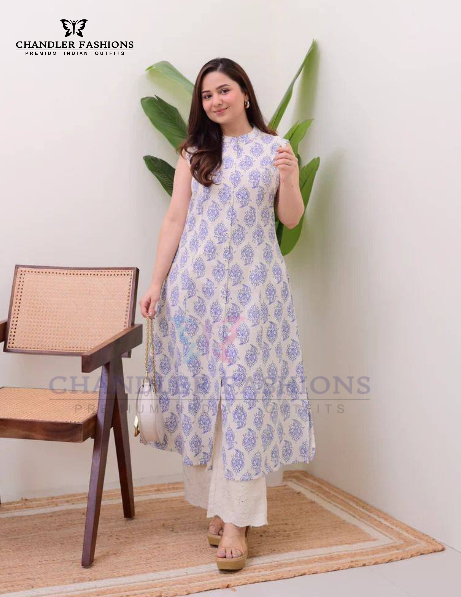 Amazing Pink And Blue Color Cotton With Digital Printed Work Palazzo Suits For Women