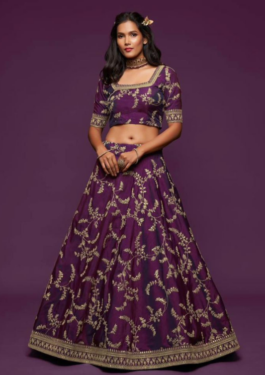 Gorgeous Purple color Sequins Embroidered Lehenga Choli With Net Dupatta