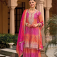 Pretty Orange And Pink Color Chinon With Embroidery Work Palazzo Suits For Women