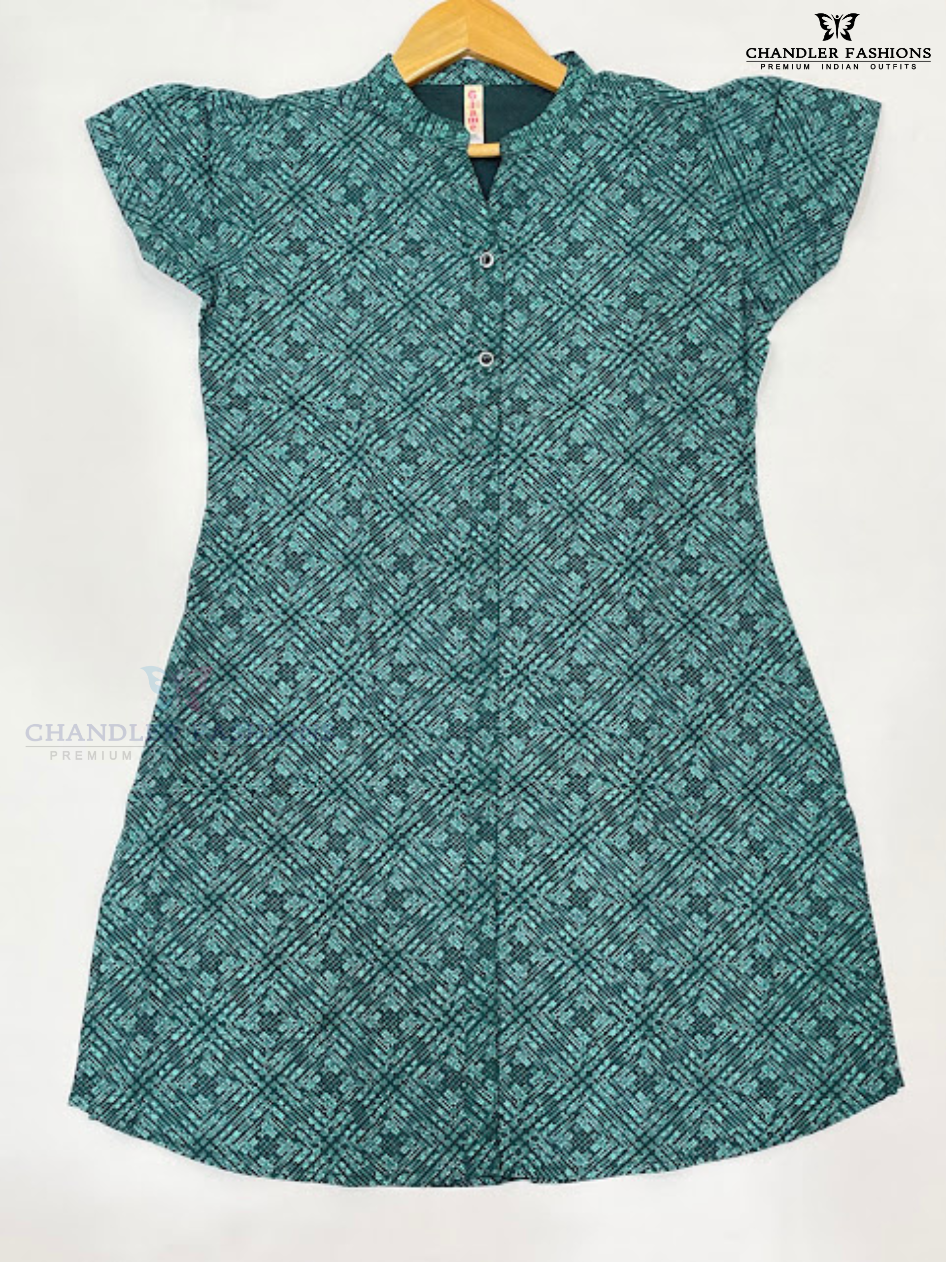 Appealing Green Color Printed Work With Poly Cotton Kurti Near Me