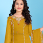 Mustard Yellow Color Georgette With Embroidery And Sequins Work Palazzo Suits Near Me